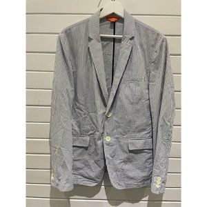 Joe Fresh Man's M white blue strip soft unlined 2 buttons Sport summer blazer